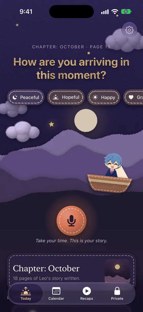 Recording: the hero rides the hills in a paper boat (felt look)
